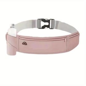 Breathable Invisible Running Waist Pack - Nylon with Lock Closure, Reflective Strips & Multiple Pockets for Hiking, Dog Walking (Color: Pink)