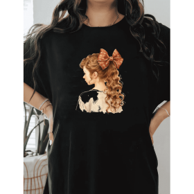 Casual Women's Cotton T-Shirt with Bow Detail - Trendy and Comfortable for Every Season (Style: 100)