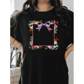 Casual Women's Cotton T-Shirt with Bow Detail - Trendy and Comfortable for Every Season (Style: 79)