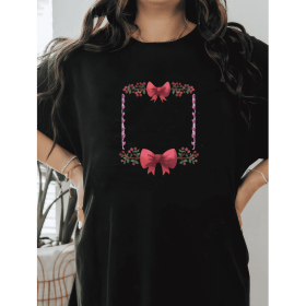 Casual Women's Cotton T-Shirt with Bow Detail - Trendy and Comfortable for Every Season (Style: 112)