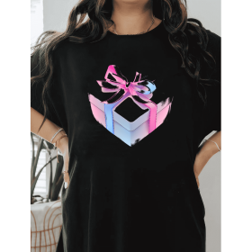 Casual Women's Cotton T-Shirt with Bow Detail - Trendy and Comfortable for Every Season (Style: 84)