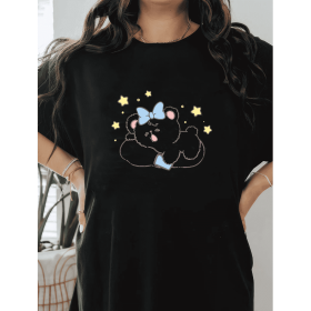 Casual Women's Cotton T-Shirt with Bow Detail - Trendy and Comfortable for Every Season (Style: 104)